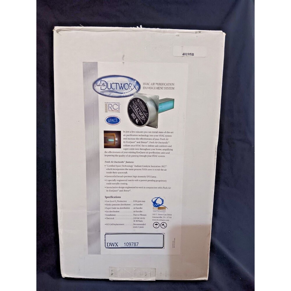 DuctWoRx 9 inch RCI Cell COMPLETE ASSEMBLY Vollara EcoQuest UV light Open Box